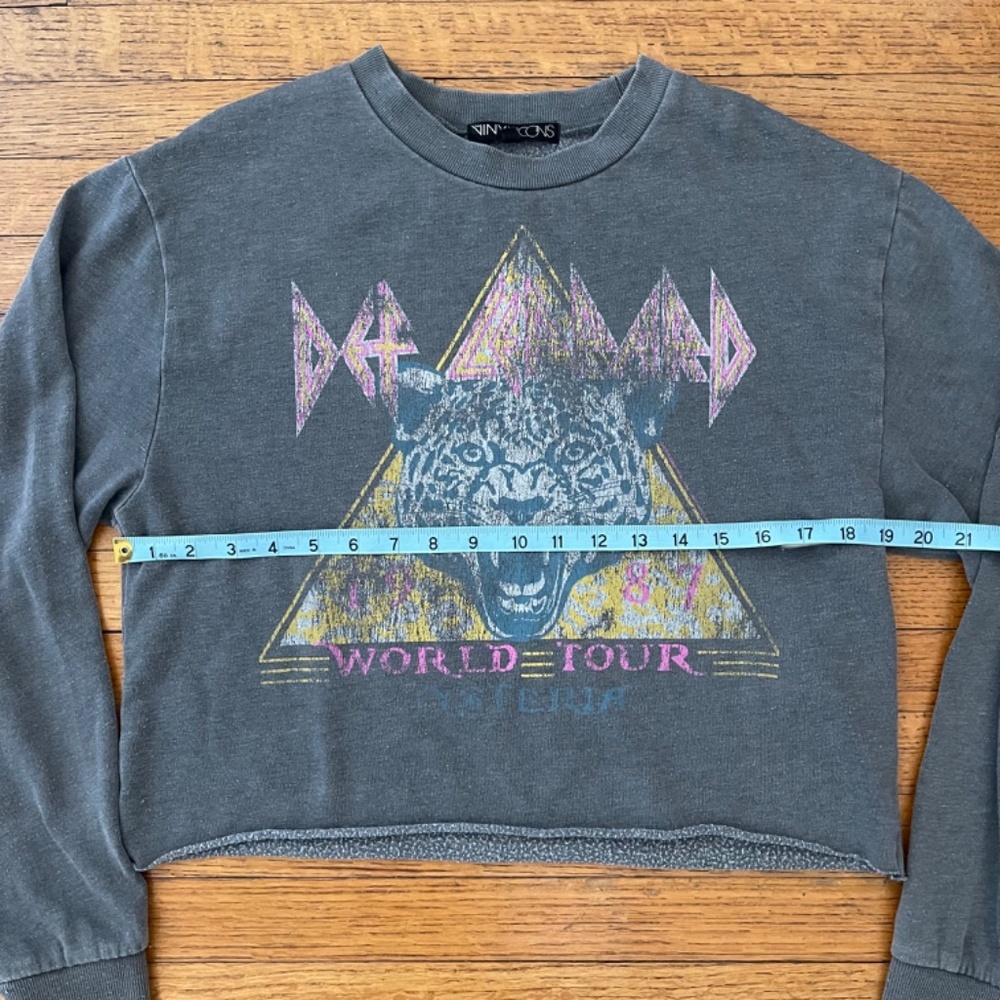 Vinyl Icons Def Leppard Cropped Long Sleeve Sweatshirt Size M - Picture 4 of 9